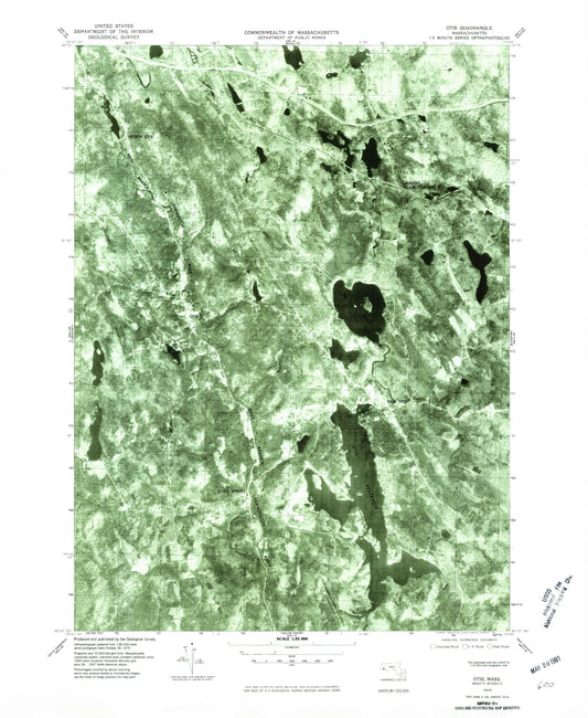Classic USGS Otis Massachusetts 7.5'x7.5' Topo Map Image