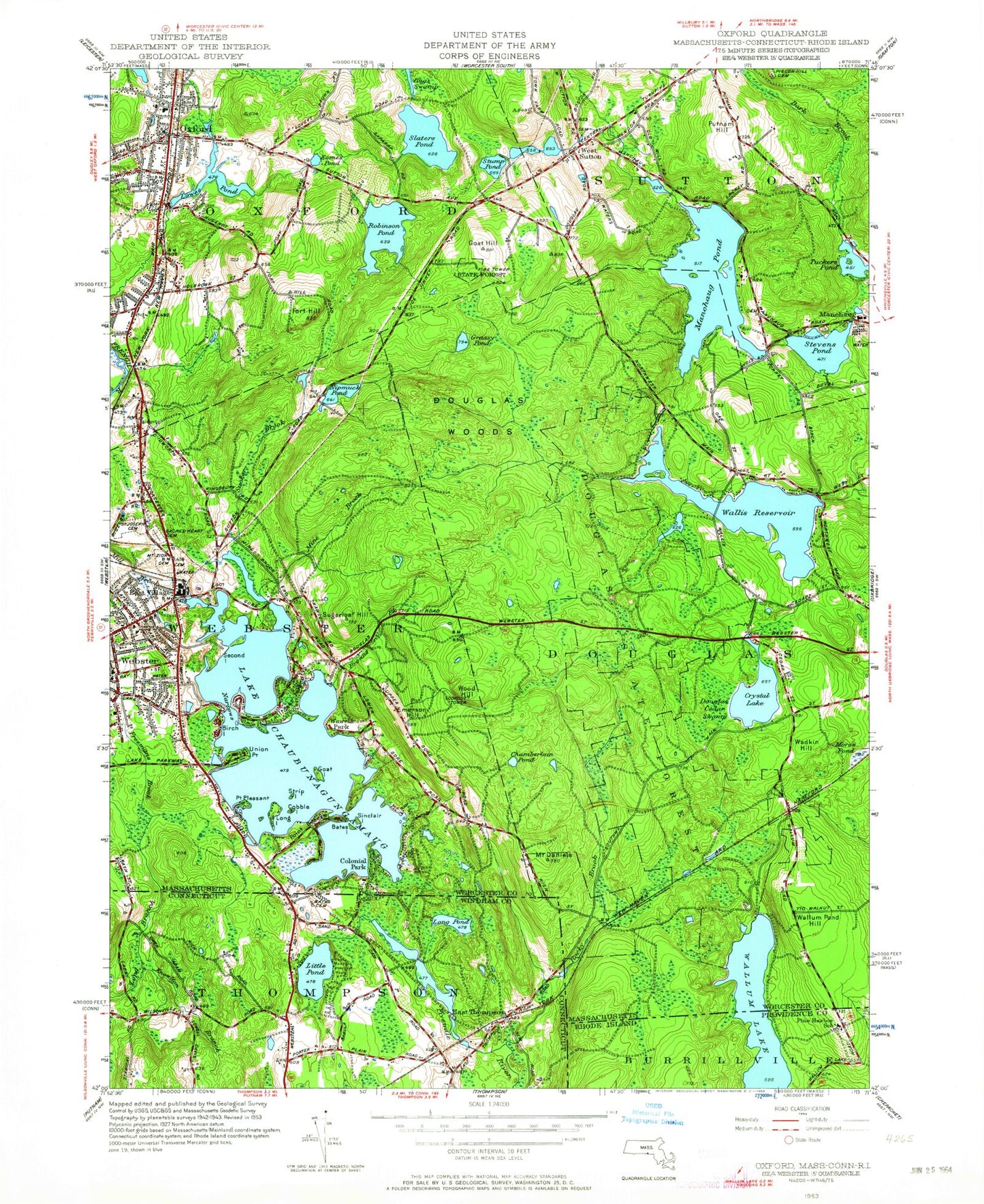 Classic USGS Oxford Massachusetts 7.5'x7.5' Topo Map Image