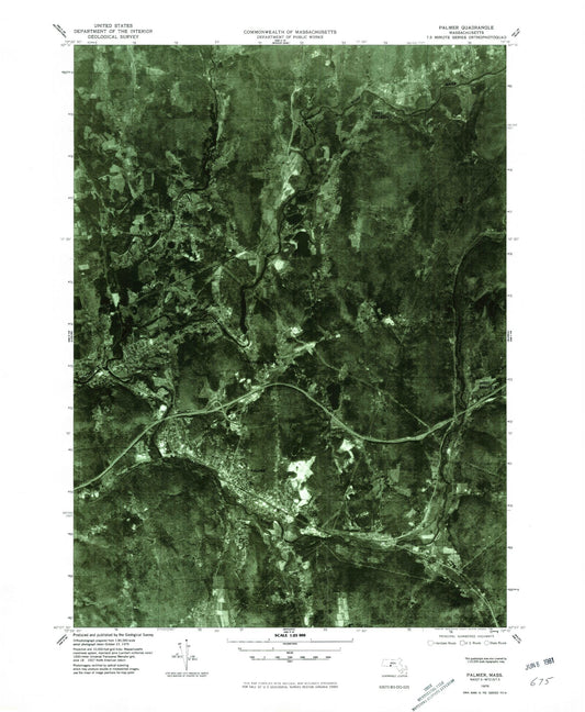 Classic USGS Palmer Massachusetts 7.5'x7.5' Topo Map Image