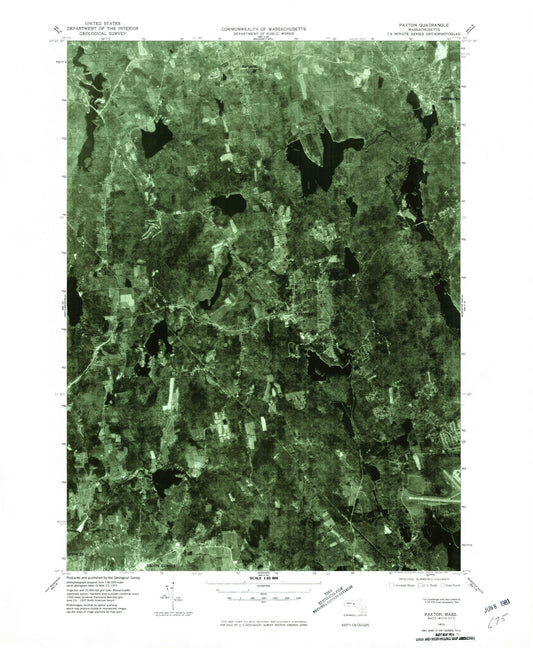 Classic USGS Paxton Massachusetts 7.5'x7.5' Topo Map Image