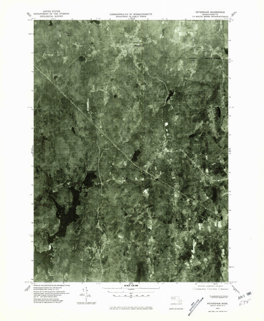 Classic USGS Petersham Massachusetts 7.5'x7.5' Topo Map Image