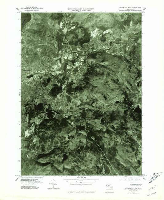 Classic USGS Pittsfield East Massachusetts 7.5'x7.5' Topo Map Image