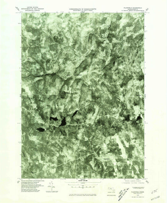 Classic USGS Plainfield Massachusetts 7.5'x7.5' Topo Map Image