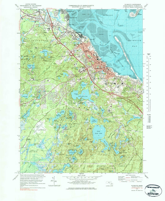 Classic USGS Plymouth Massachusetts 7.5'x7.5' Topo Map Image
