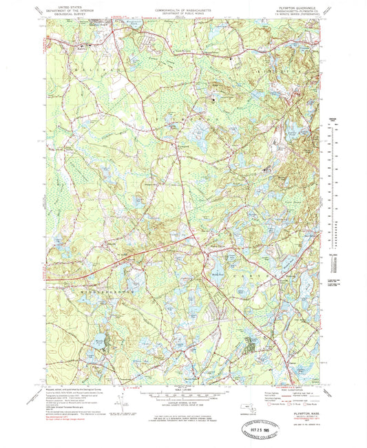Classic USGS Plympton Massachusetts 7.5'x7.5' Topo Map Image