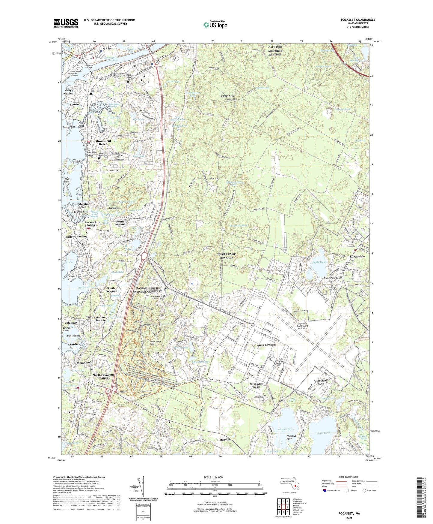 Pocasset Massachusetts US Topo Map Image
