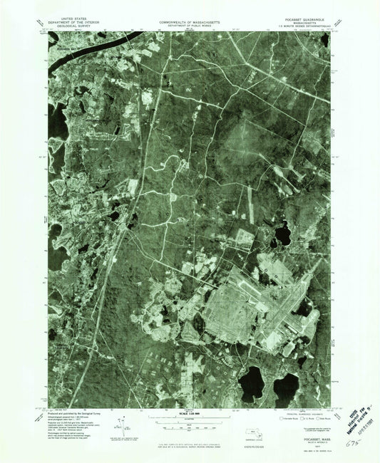 Classic USGS Pocasset Massachusetts 7.5'x7.5' Topo Map Image