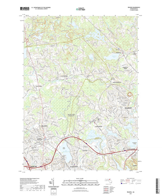 Reading Massachusetts US Topo Map Image