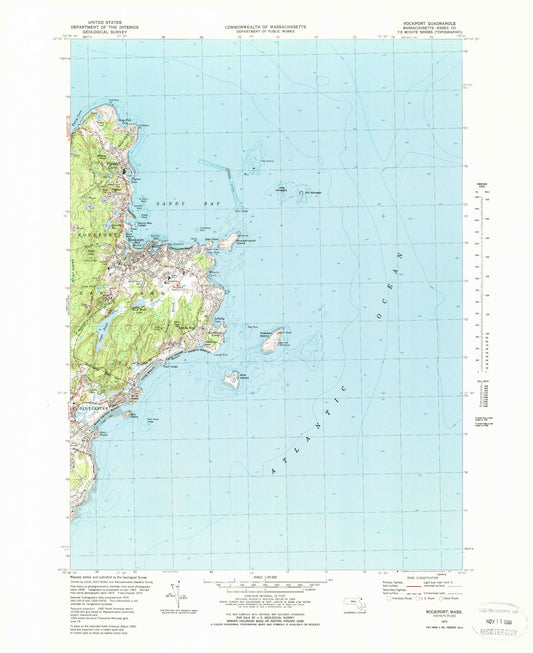 Classic USGS Rockport Massachusetts 7.5'x7.5' Topo Map Image