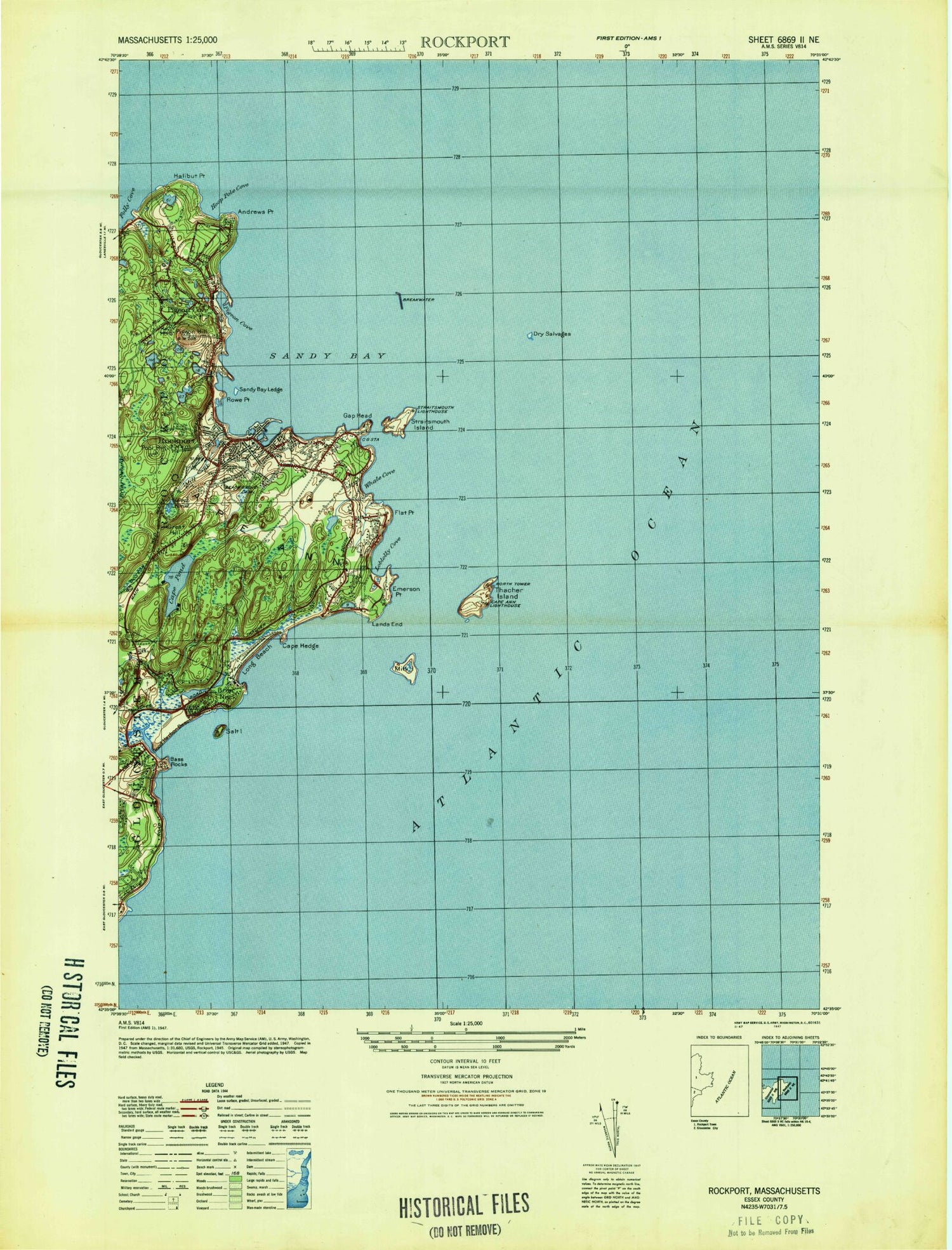 Classic USGS Rockport Massachusetts 7.5'x7.5' Topo Map Image