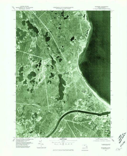 Classic USGS Sagamore Massachusetts 7.5'x7.5' Topo Map Image