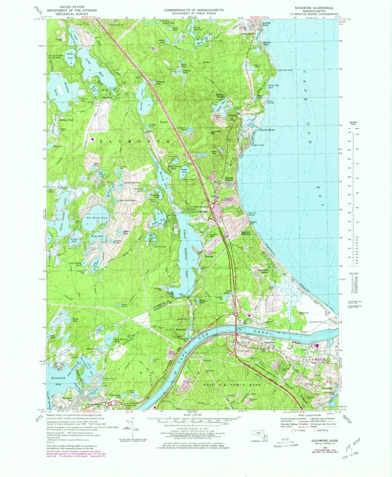 Classic USGS Sagamore Massachusetts 7.5'x7.5' Topo Map Image