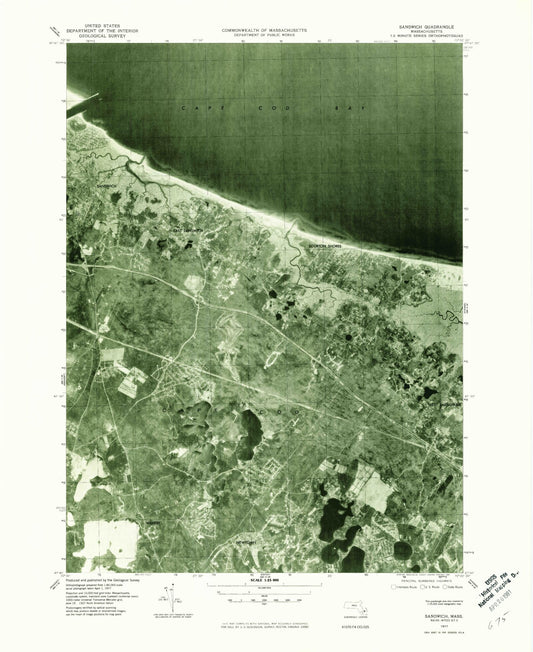 Classic USGS Sandwich Massachusetts 7.5'x7.5' Topo Map Image