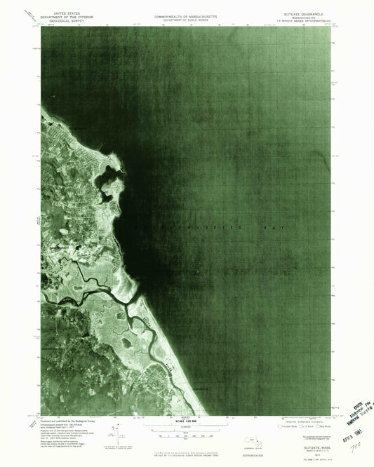 Classic USGS Scituate Massachusetts 7.5'x7.5' Topo Map Image