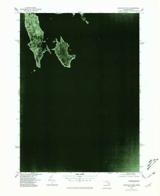 Classic USGS Sconticut Neck Massachusetts 7.5'x7.5' Topo Map Image