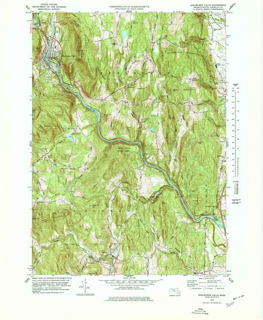 Classic USGS Shelburne Falls Massachusetts 7.5'x7.5' Topo Map Image
