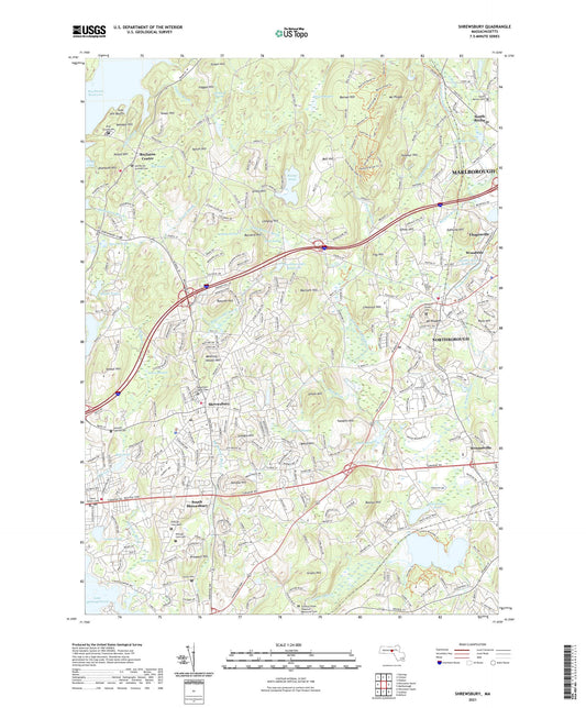 Shrewsbury Massachusetts US Topo Map Image