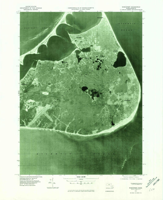 Classic USGS Siasconset Massachusetts 7.5'x7.5' Topo Map Image