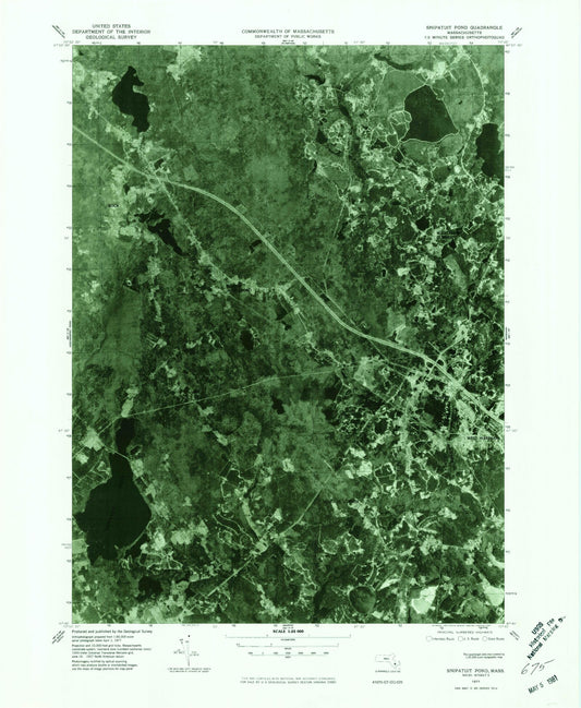 Classic USGS Snipatuit Pond Massachusetts 7.5'x7.5' Topo Map Image