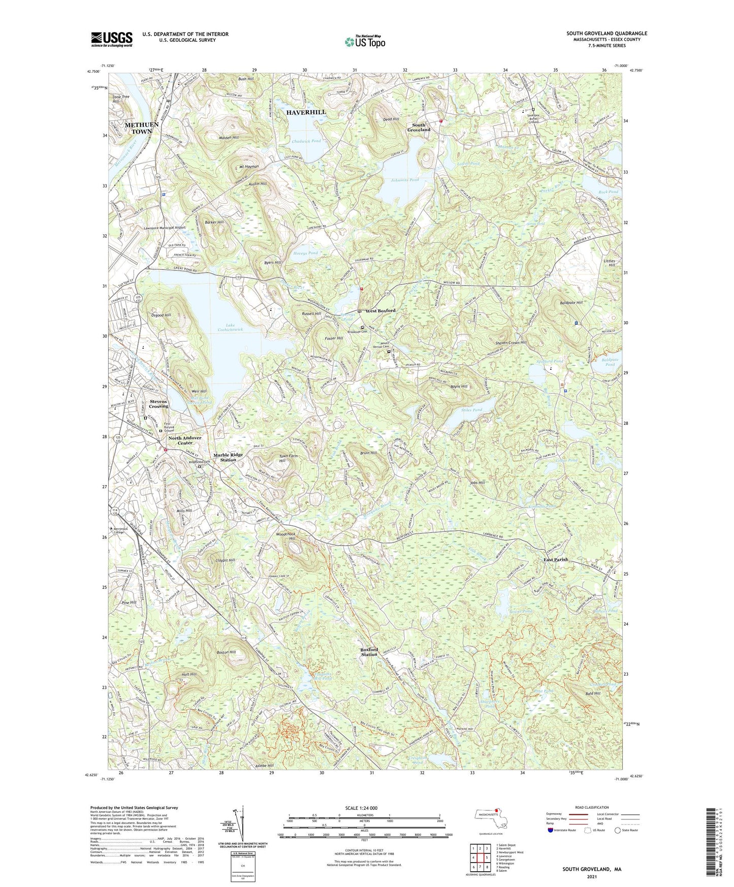 South Groveland Massachusetts US Topo Map Image