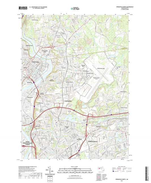 Springfield North Massachusetts US Topo Map Image