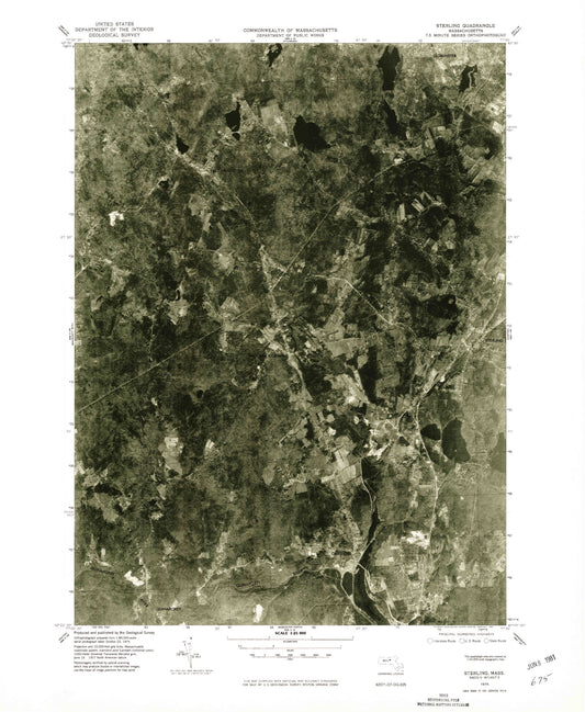 Classic USGS Sterling Massachusetts 7.5'x7.5' Topo Map Image