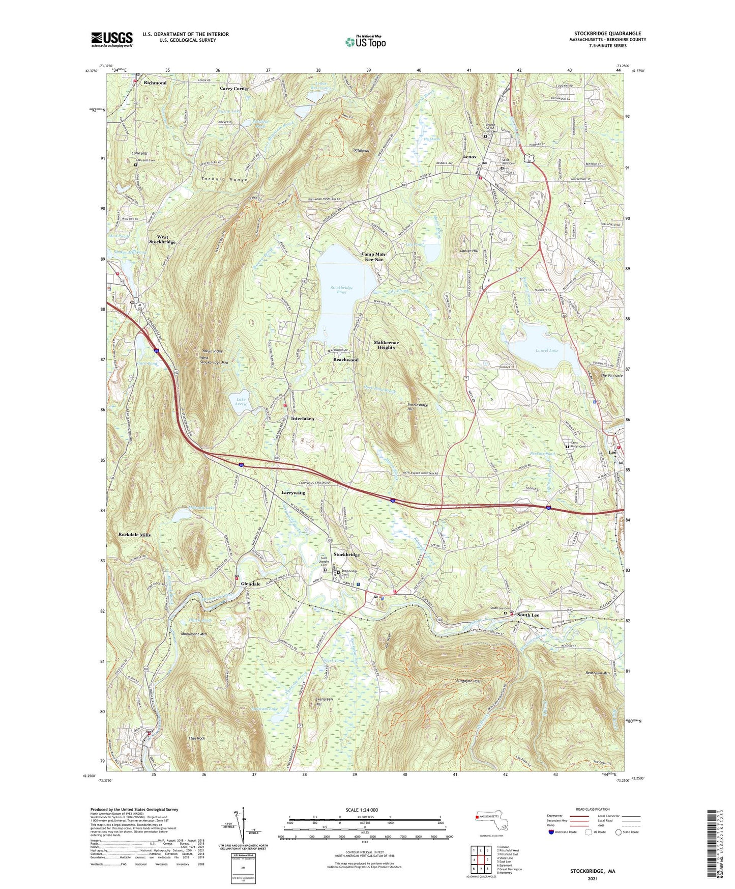 Stockbridge Massachusetts US Topo Map Image