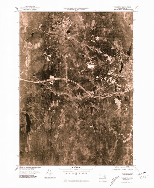 Classic USGS Templeton Massachusetts 7.5'x7.5' Topo Map Image