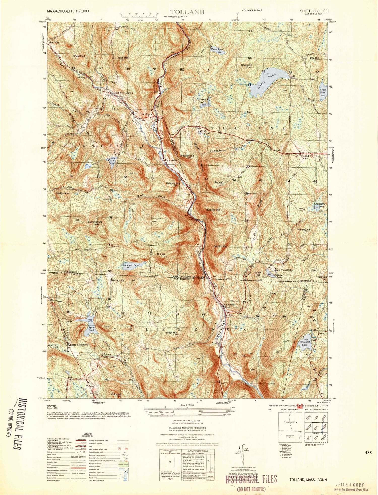 Classic USGS Tolland Center Massachusetts 7.5'x7.5' Topo Map Image