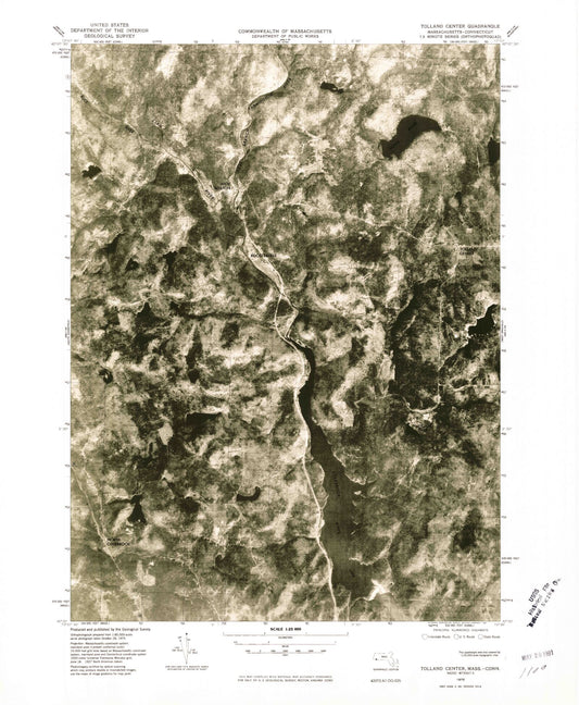 Classic USGS Tolland Center Massachusetts 7.5'x7.5' Topo Map Image