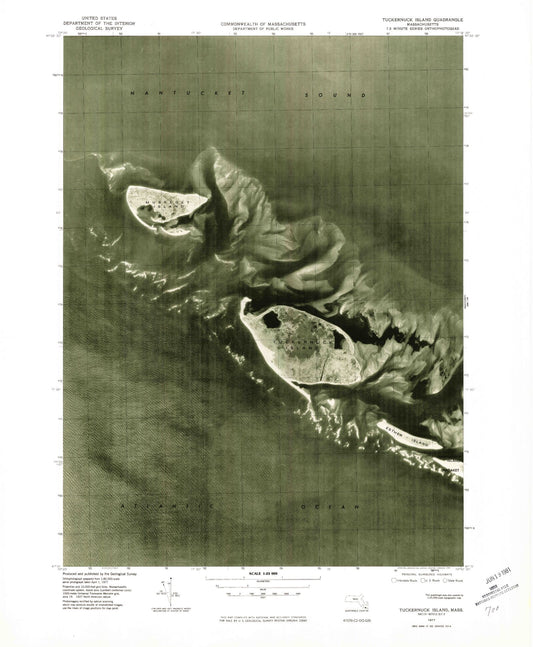 Classic USGS Tuckernuck Island Massachusetts 7.5'x7.5' Topo Map Image