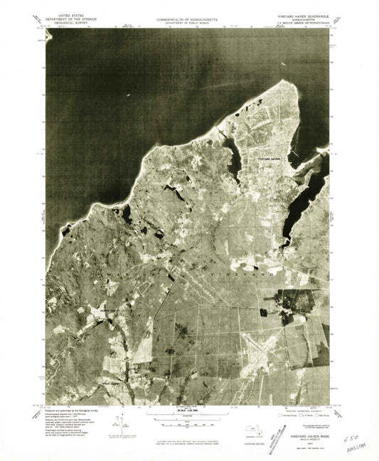 Classic USGS Vineyard Haven Massachusetts 7.5'x7.5' Topo Map Image