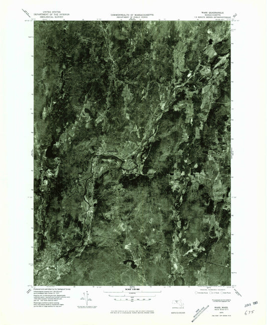 Classic USGS Ware Massachusetts 7.5'x7.5' Topo Map Image