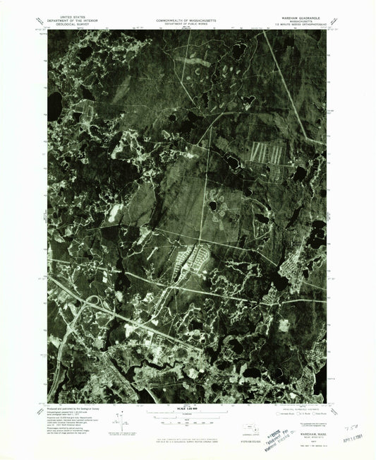 Classic USGS Wareham Massachusetts 7.5'x7.5' Topo Map Image