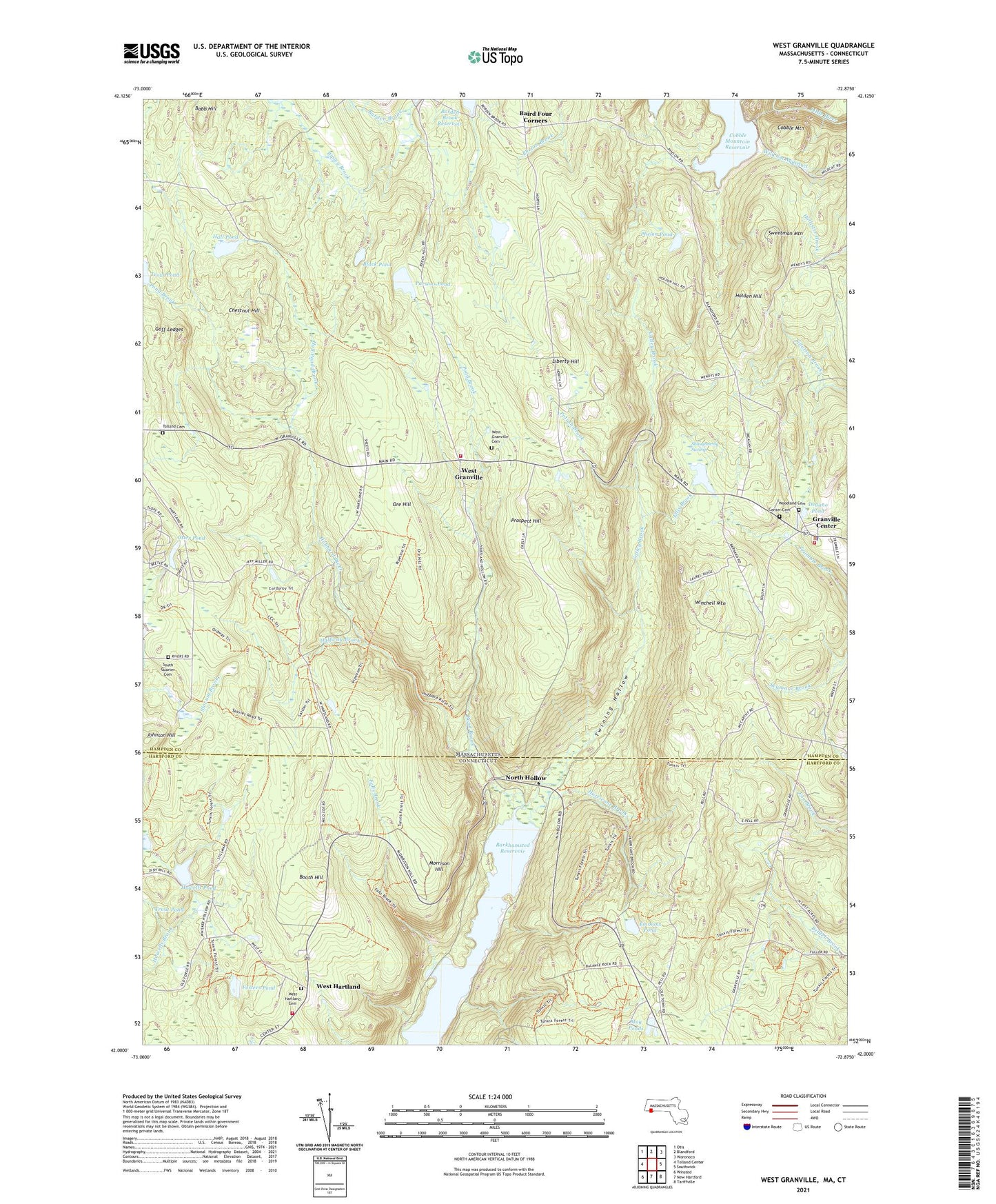 West Granville Massachusetts US Topo Map Image