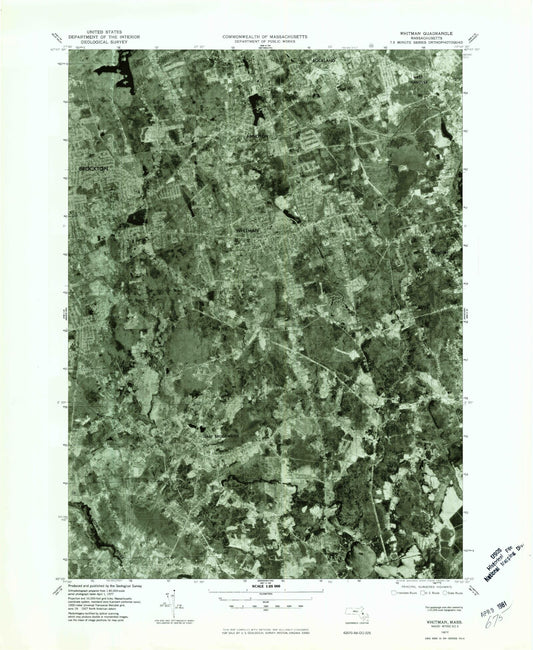 Classic USGS Whitman Massachusetts 7.5'x7.5' Topo Map Image