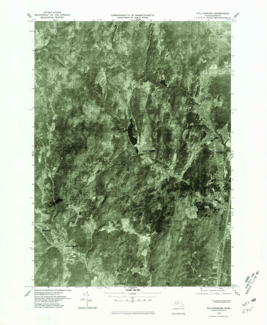 Classic USGS Williamsburg Massachusetts 7.5'x7.5' Topo Map Image