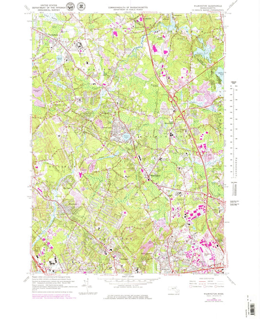 Classic USGS Wilmington Massachusetts 7.5'x7.5' Topo Map Image