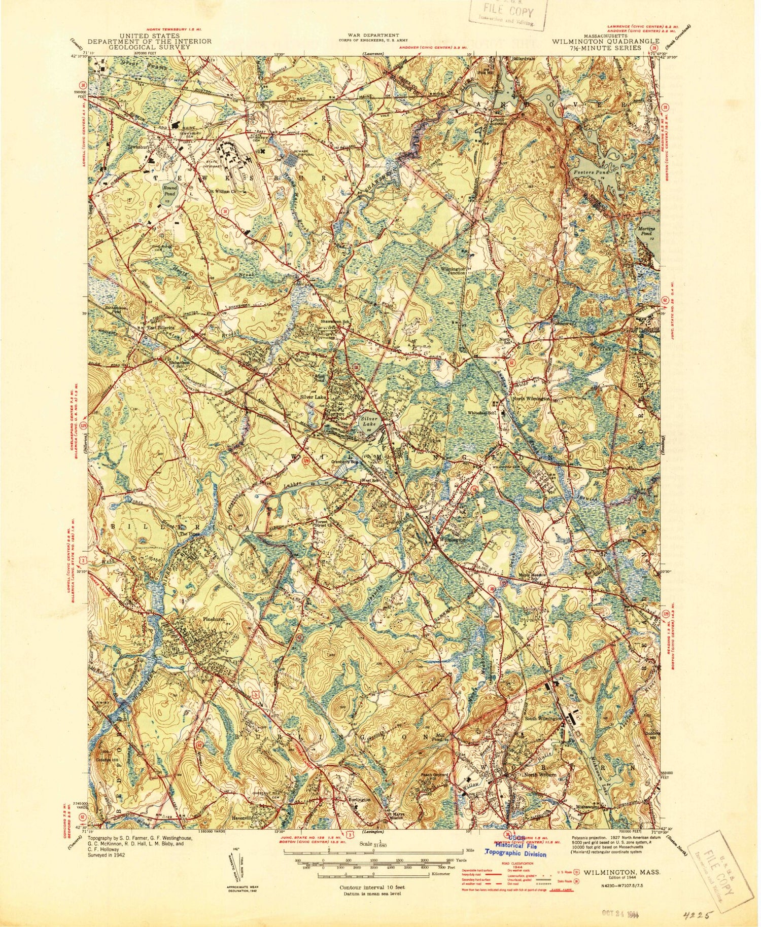 Classic USGS Wilmington Massachusetts 7.5'x7.5' Topo Map Image