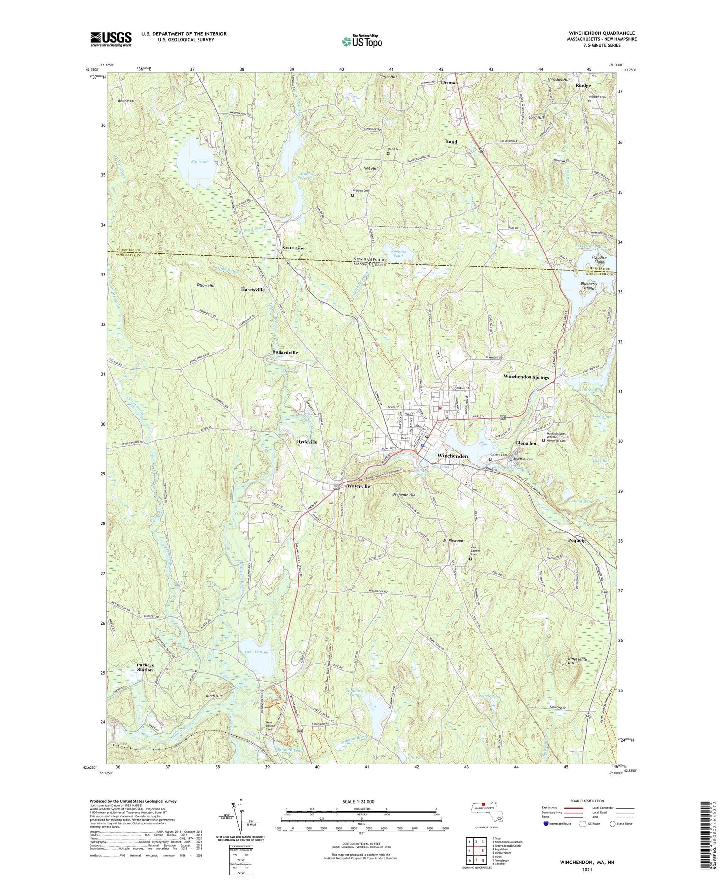 Winchendon Massachusetts US Topo Map Image
