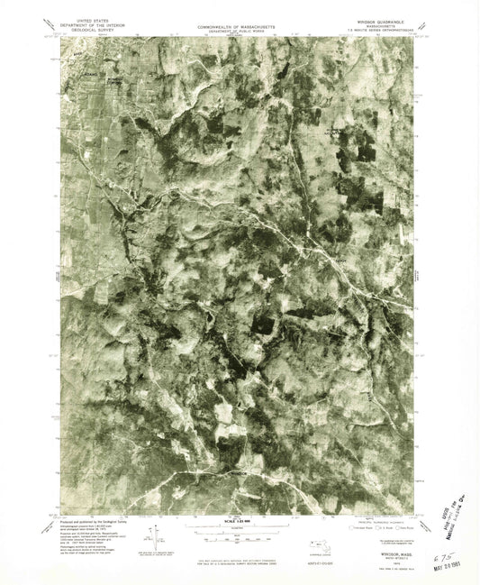 Classic USGS Windsor Massachusetts 7.5'x7.5' Topo Map Image