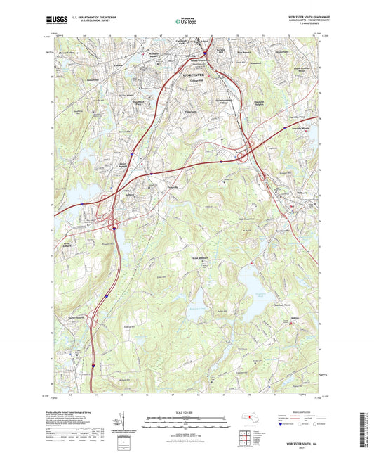 Worcester South Massachusetts US Topo Map Image