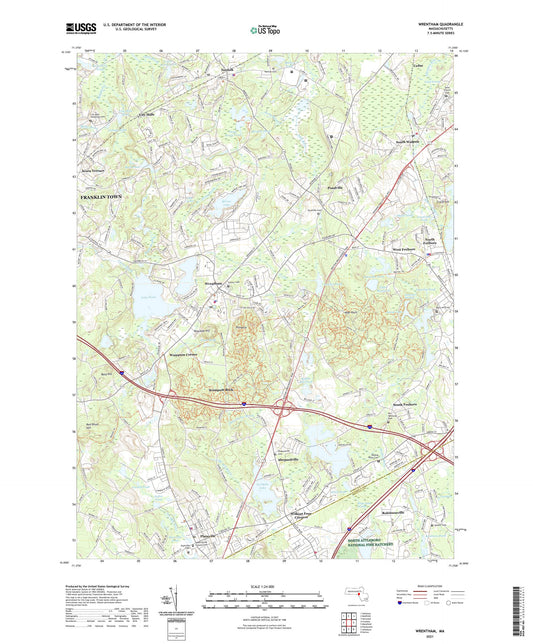 Wrentham Massachusetts US Topo Map Image