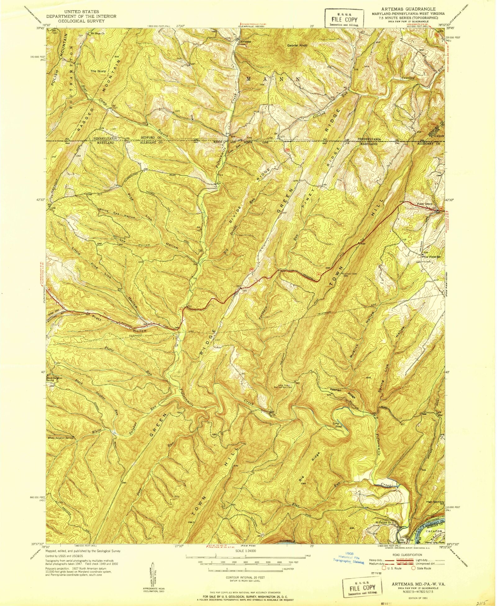 Classic USGS Artemas Pennsylvania 7.5'x7.5' Topo Map MyTopo Map Store