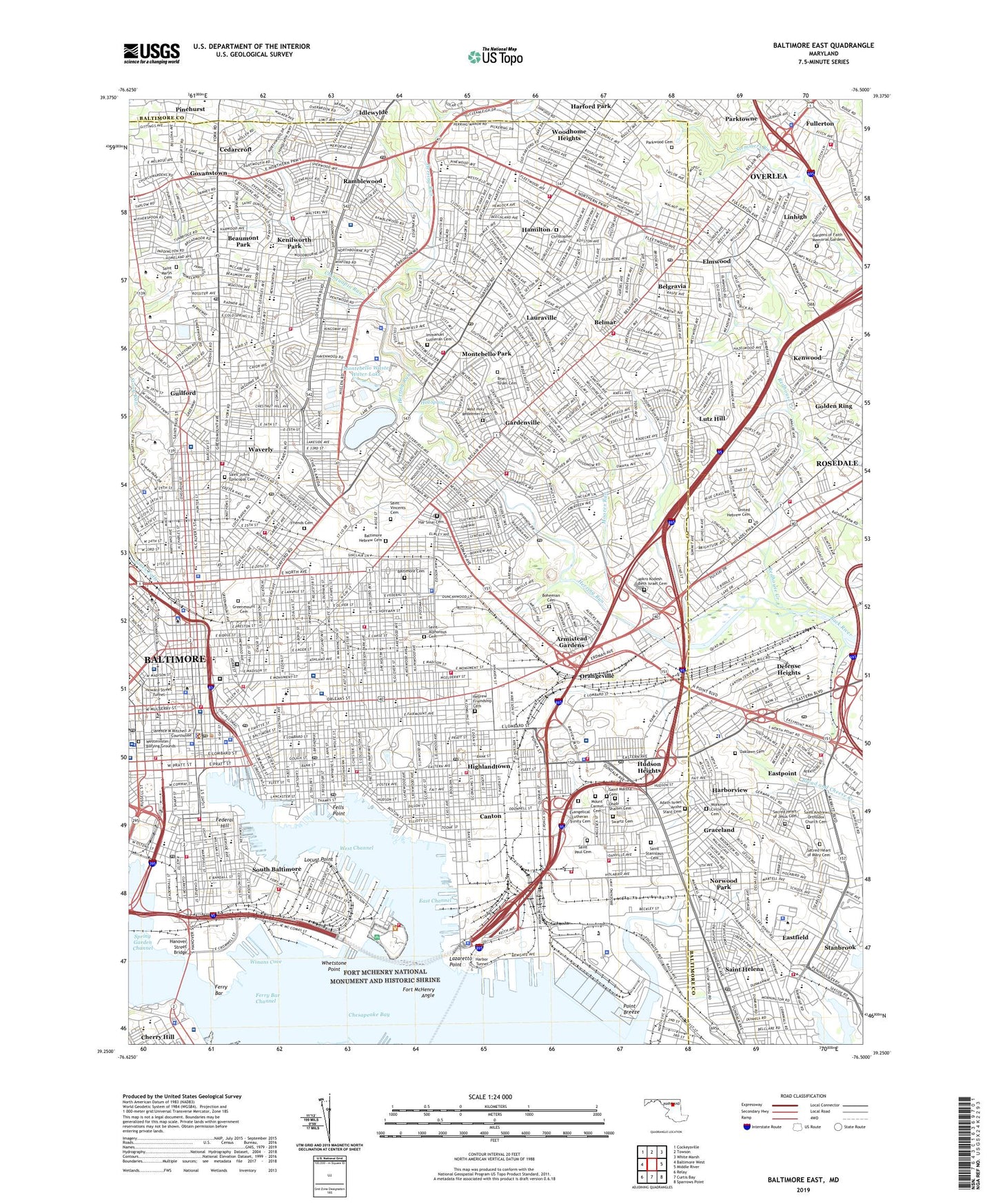 Baltimore East Maryland US Topo Map Image