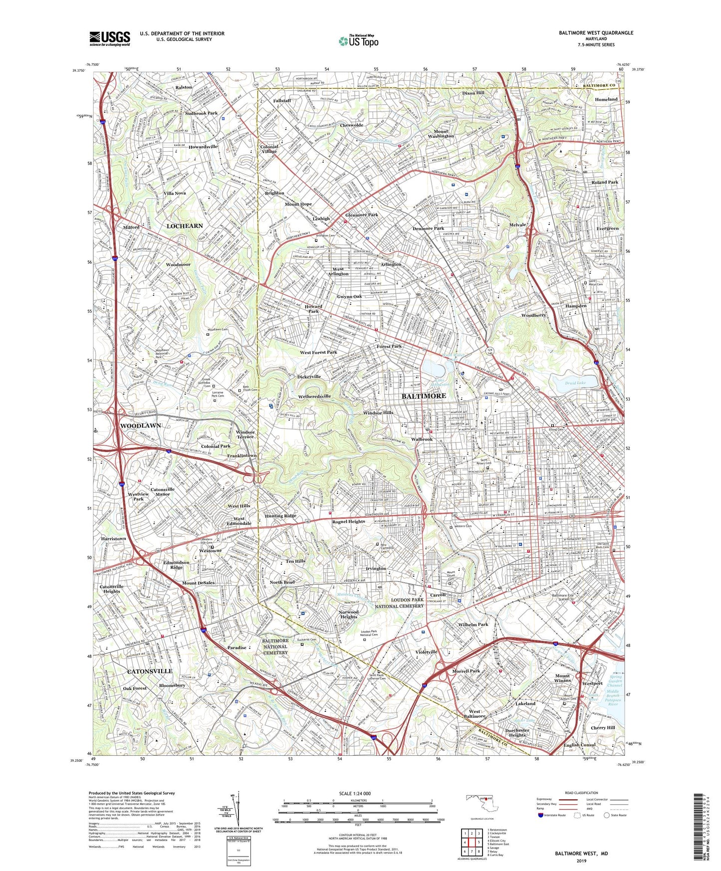 Baltimore West Maryland US Topo Map Image