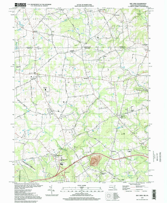 Classic USGS Bay View Maryland 7.5'x7.5' Topo Map Image