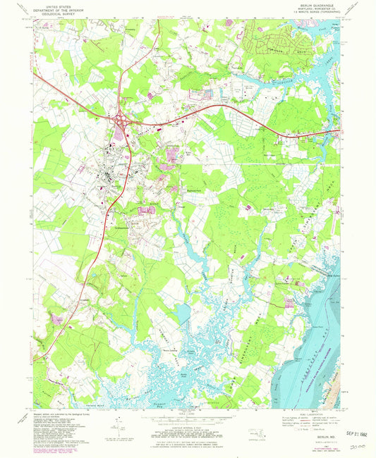 Classic USGS Berlin Maryland 7.5'x7.5' Topo Map Image