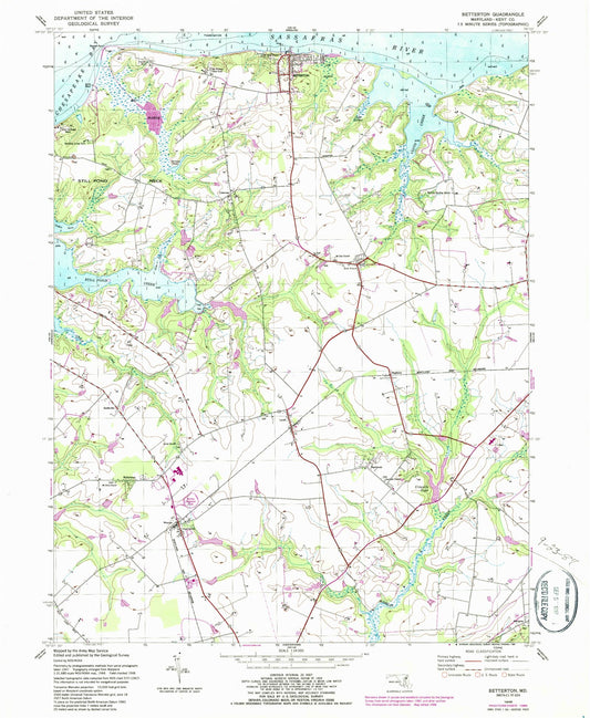 Classic USGS Betterton Maryland 7.5'x7.5' Topo Map Image