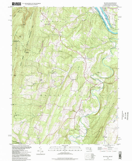 Classic USGS Big Pool Maryland 7.5'x7.5' Topo Map Image